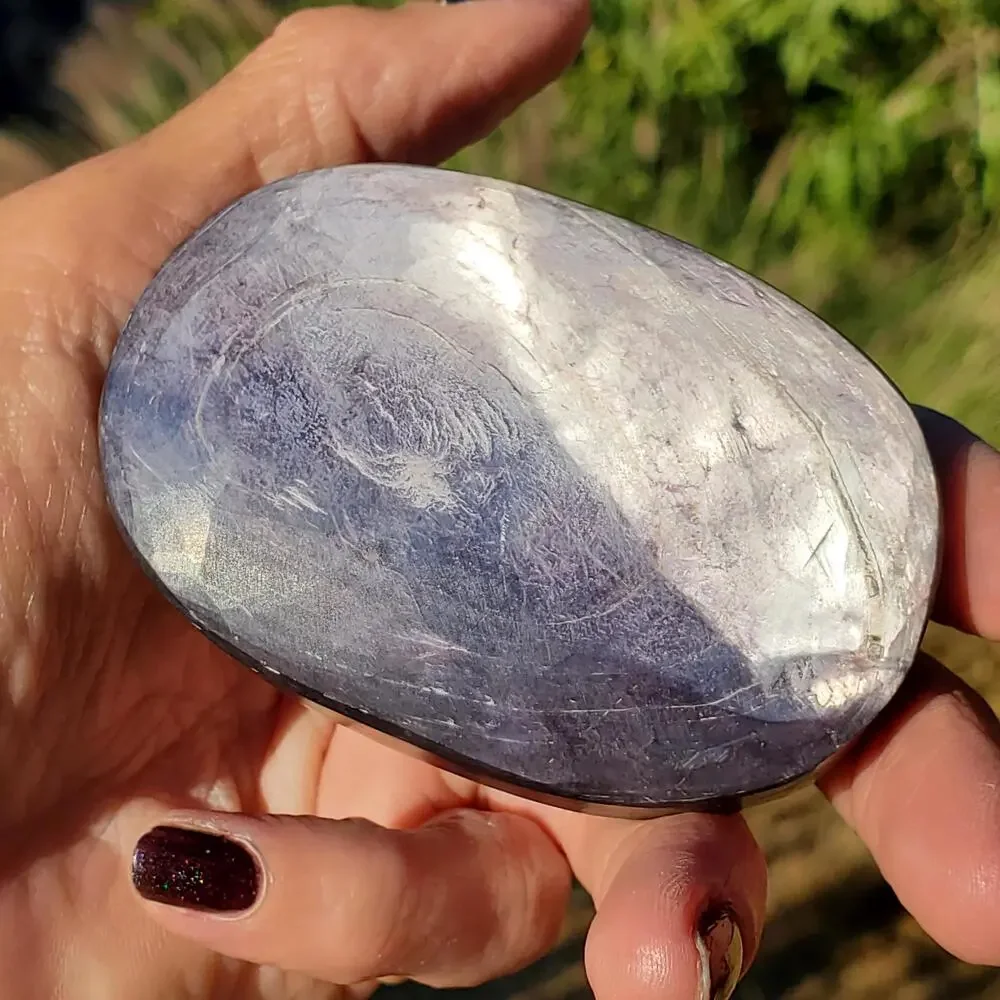 Brazilian Purple Mica Double Side Flash Crystal Palmstone Freeform 132 Grams